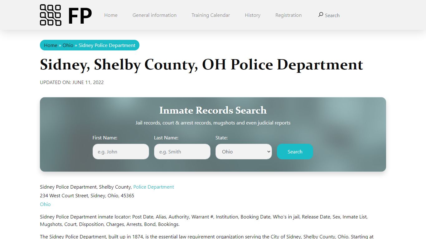 Sidney, OH Police - City Jail Inmates, Arrests
